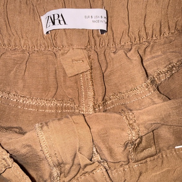 Zara Tan High Waited Trouser Pants Relaxed Fit Size Small - Picture 4 of 5